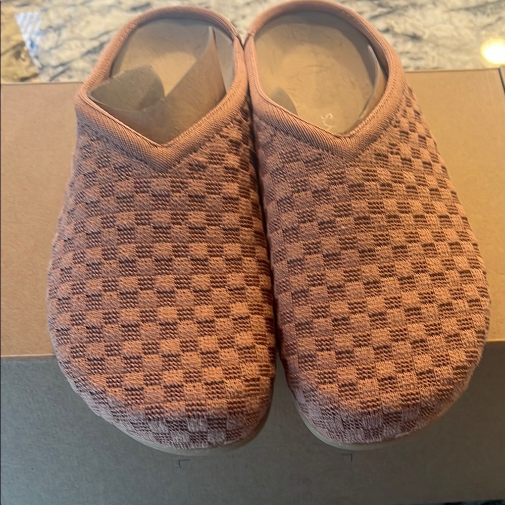 Brown Checkered Slip-On Shoes